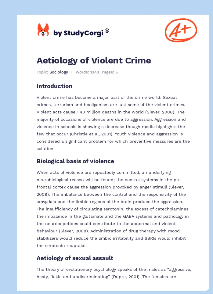 Aetiology of Violent Crime. Page 1