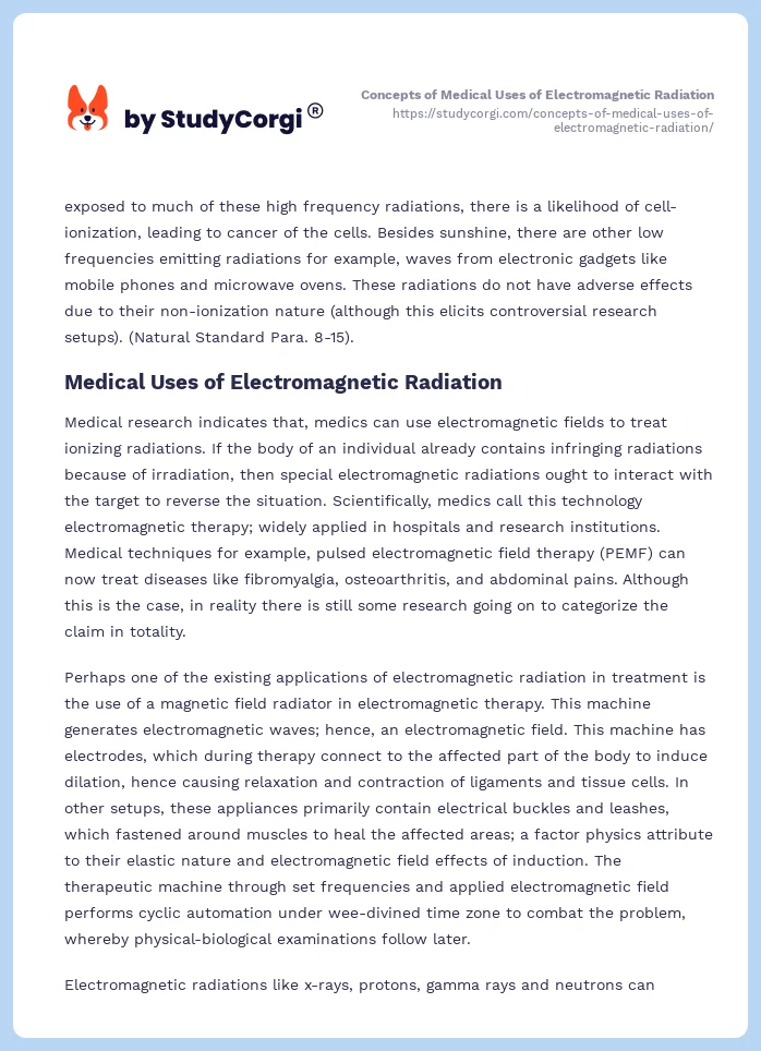 Concepts of Medical Uses of Electromagnetic Radiation. Page 2