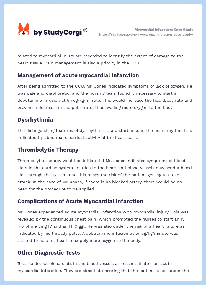 Myocardial Infarction: Case Study. Page 2