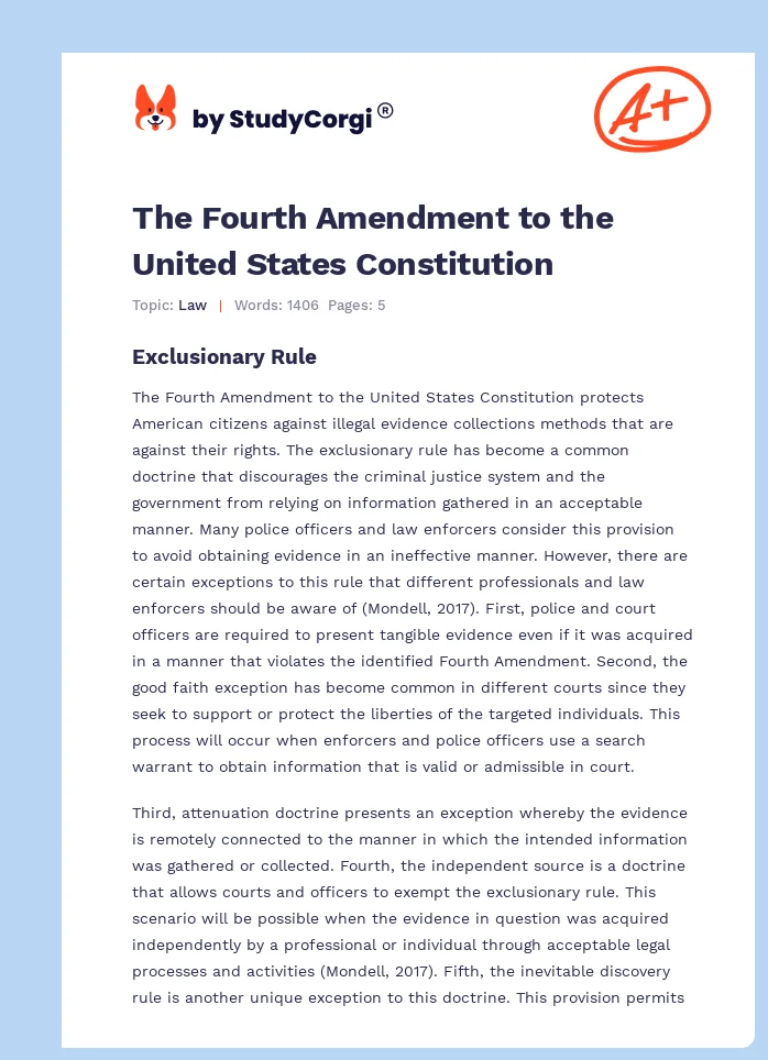 The Fourth Amendment to the United States Constitution. Page 1