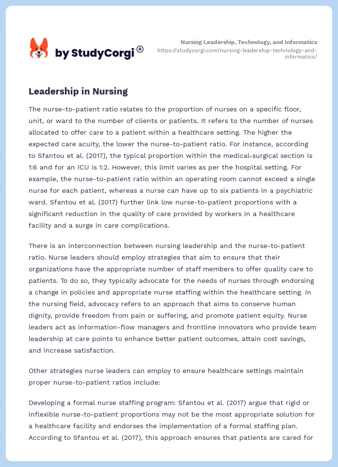 Nursing Leadership, Technology, and Informatics. Page 2