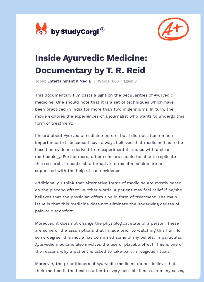 Inside Ayurvedic Medicine: Documentary by T. R. Reid. Page 1