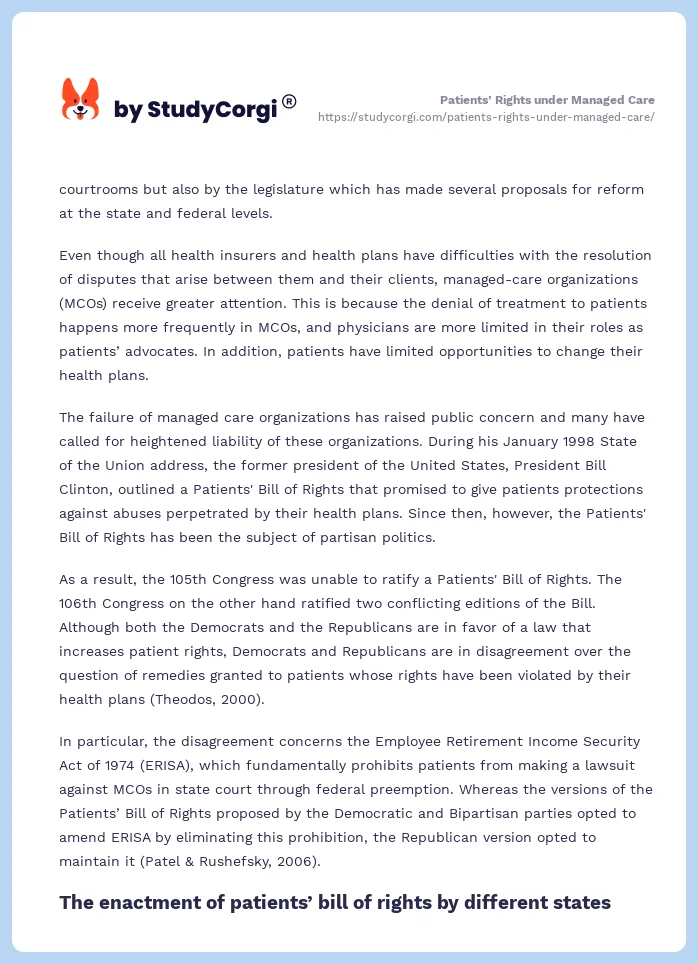 Patients’ Rights under Managed Care. Page 2