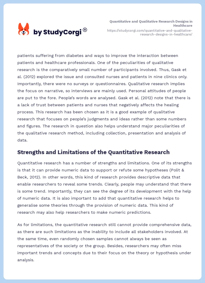 Quantitative and Qualitative Research Designs in Healthcare. Page 2