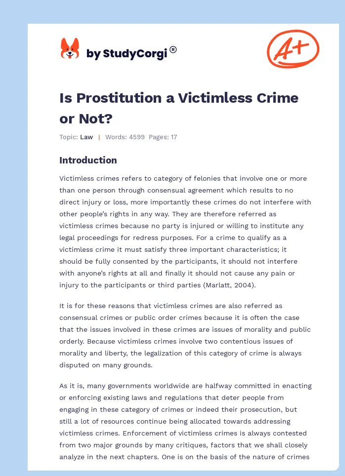 Is Prostitution a Victimless Crime or Not?. Page 1
