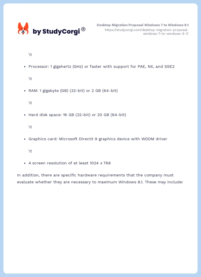 Desktop Migration Proposal Windows 7 to Windows 8.1. Page 2
