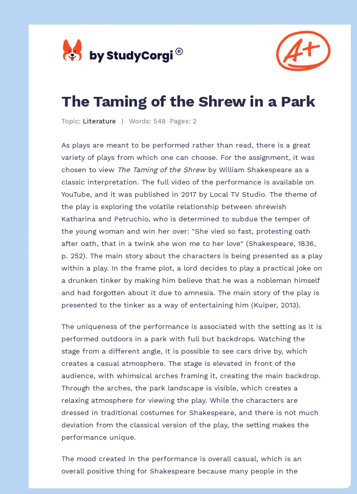 The Taming of the Shrew in a Park. Page 1