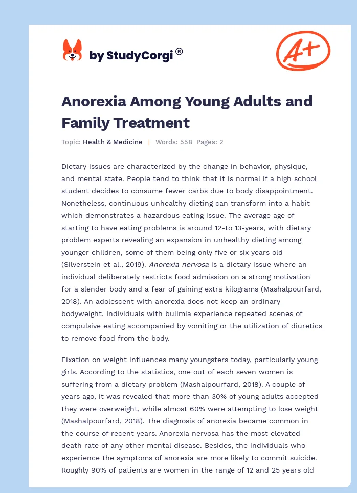 Anorexia Among Young Adults and Family Treatment. Page 1