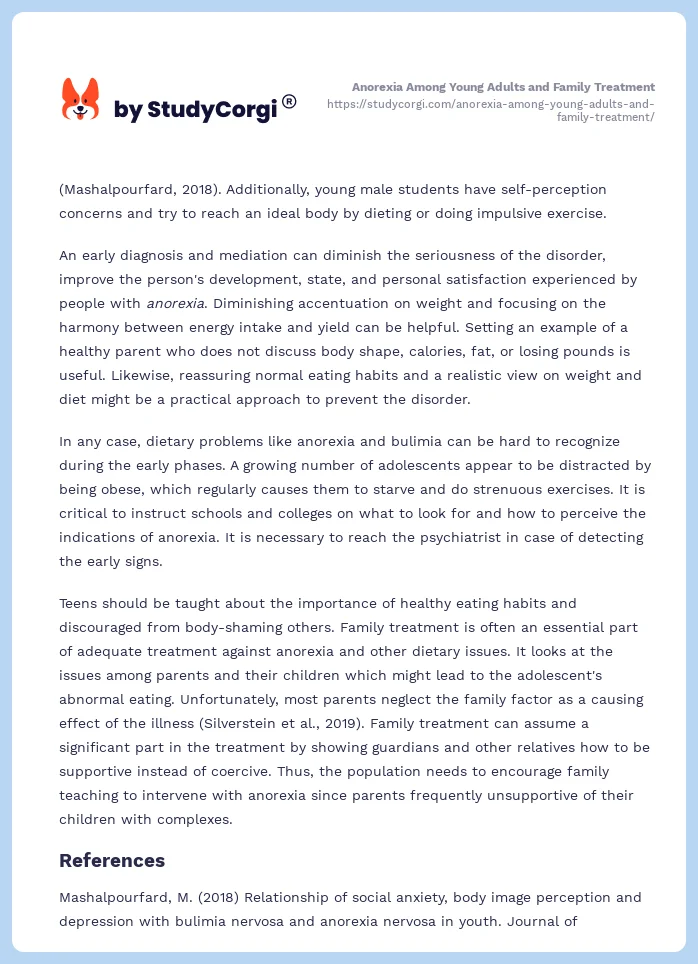 Anorexia Among Young Adults and Family Treatment. Page 2