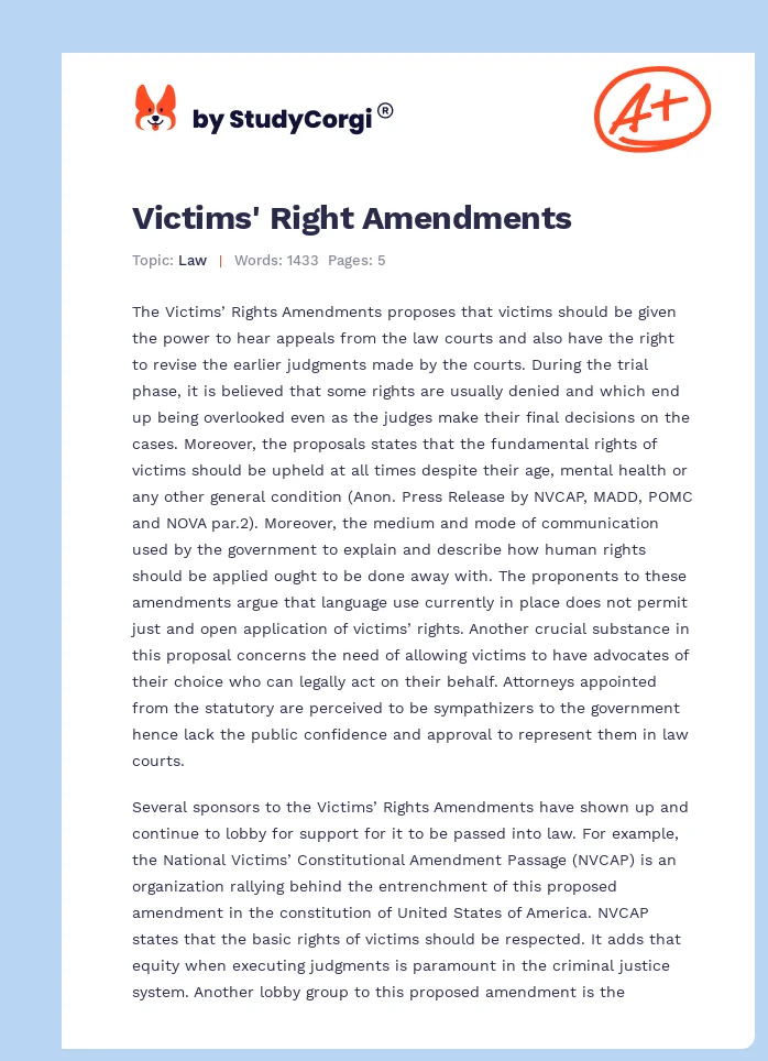 Victims' Right Amendments. Page 1