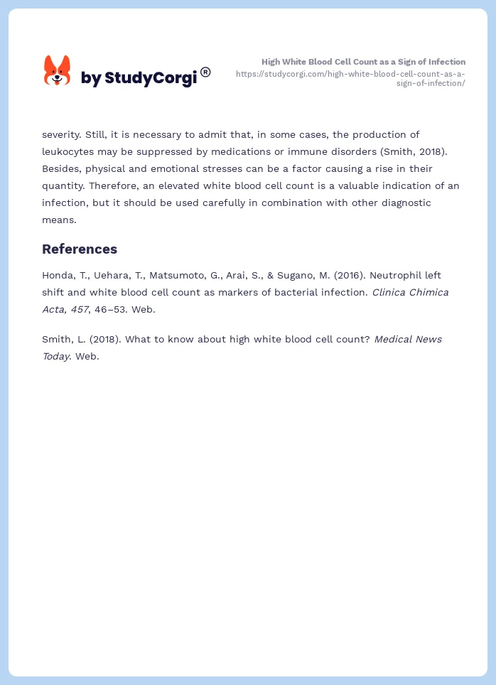 High White Blood Cell Count as a Sign of Infection. Page 2