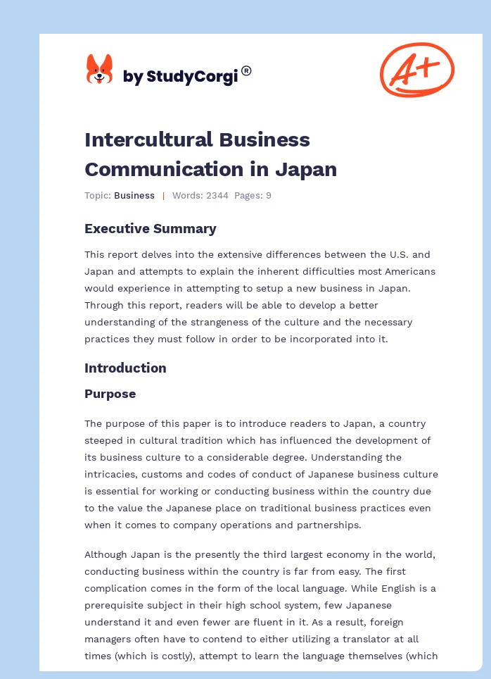 Intercultural Business Communication in Japan. Page 1