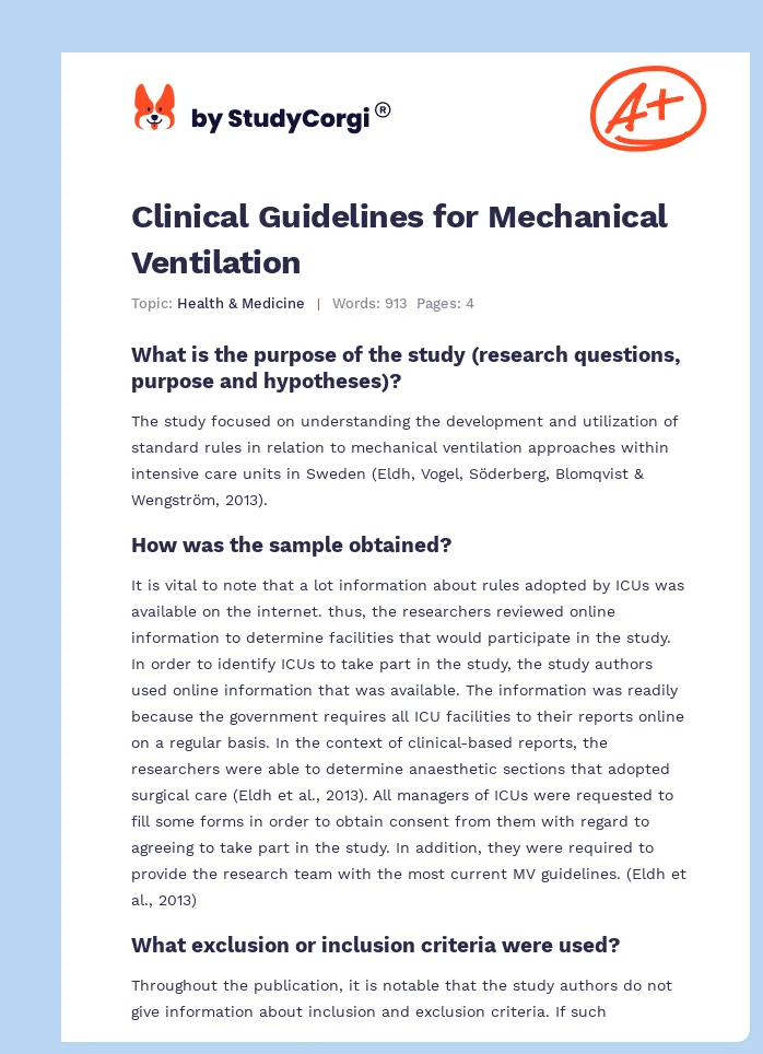 Clinical Guidelines for Mechanical Ventilation. Page 1