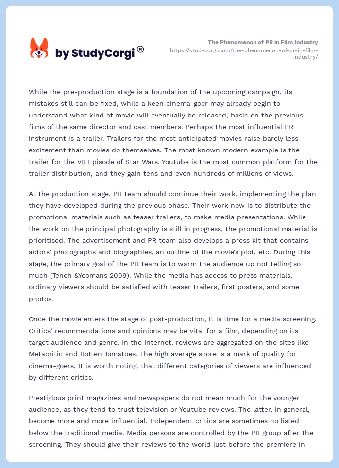 The Phenomenon of PR in Film Industry. Page 2