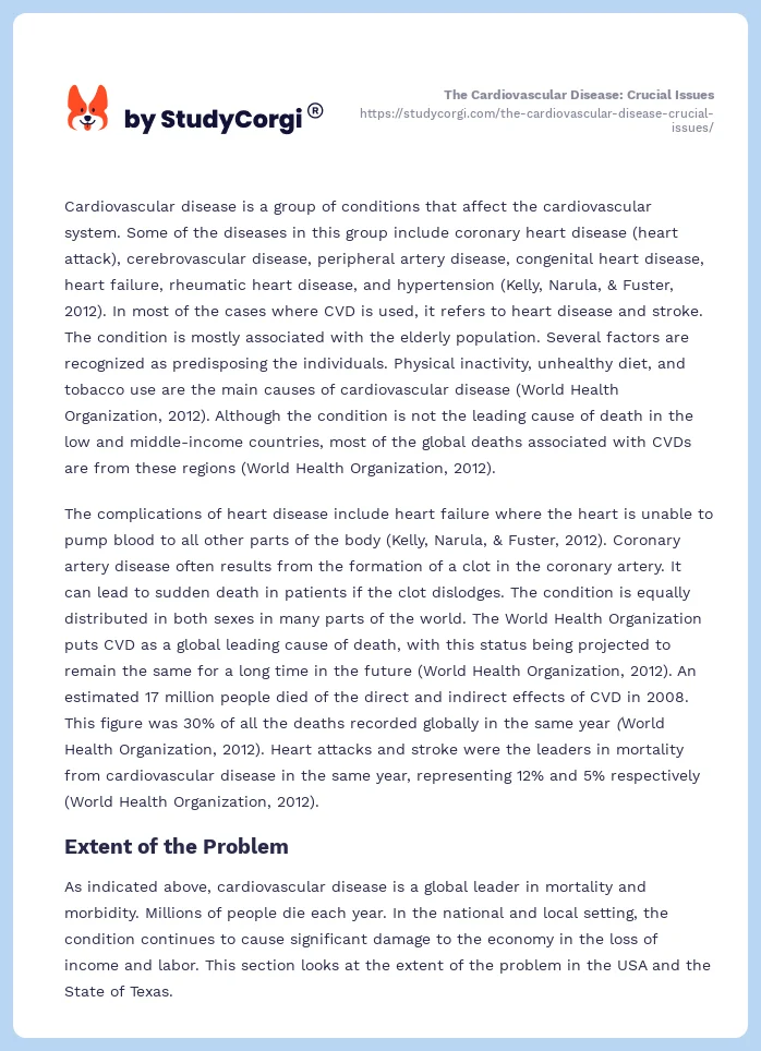cardiovascular disease essay examples