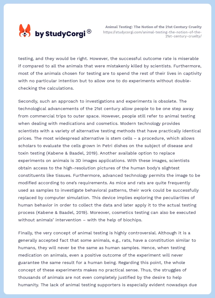 Animal Testing: The Notion of the 21st Century Cruelty. Page 2