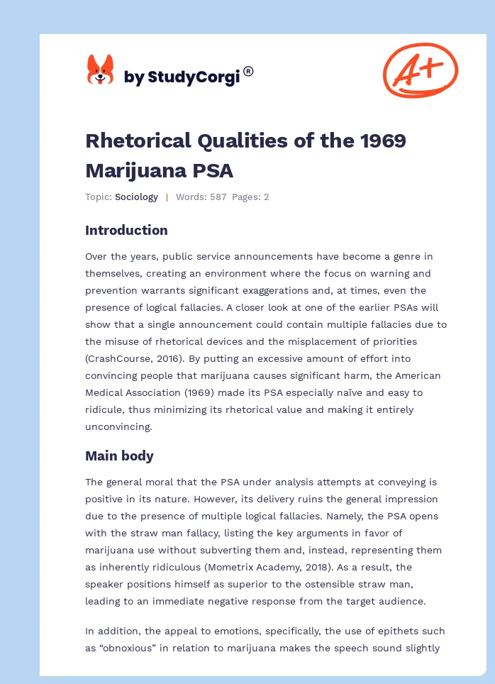 Rhetorical Qualities of the 1969 Marijuana PSA. Page 1