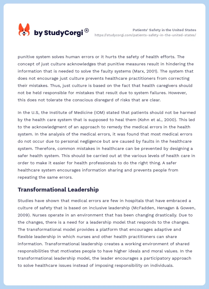 Patients’ Safety in the United States. Page 2