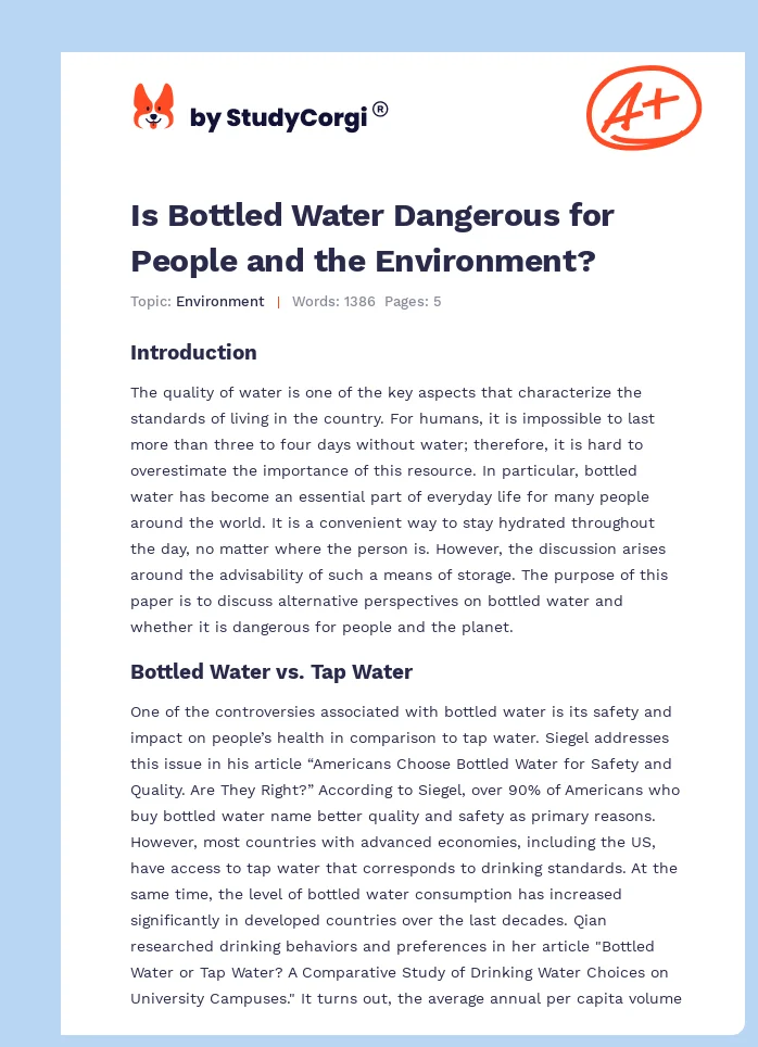 Is Bottled Water Dangerous for People and the Environment?. Page 1