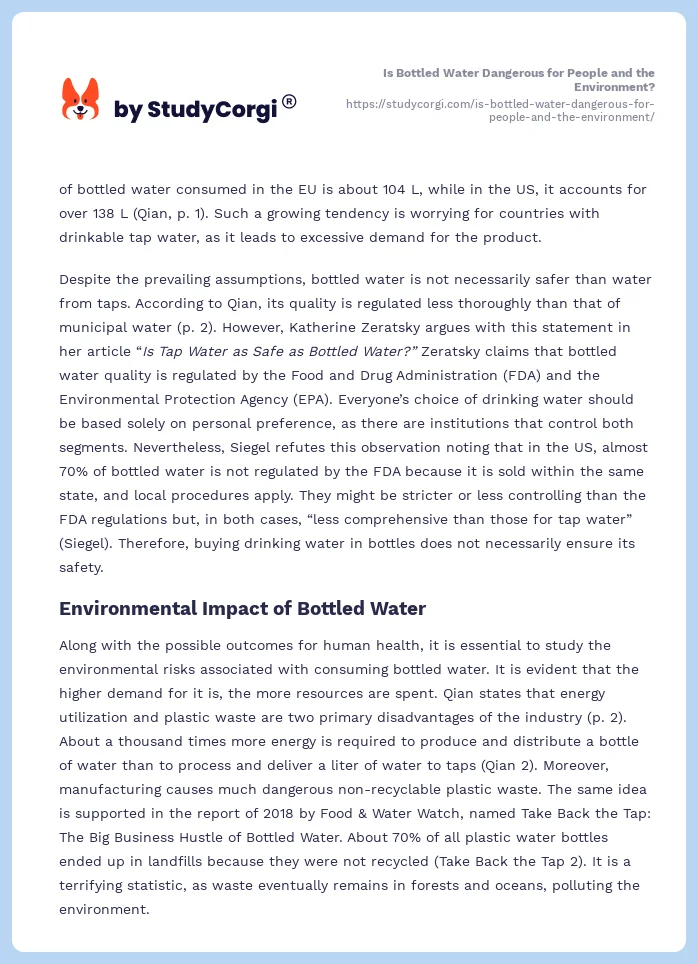 Is Bottled Water Dangerous for People and the Environment?. Page 2
