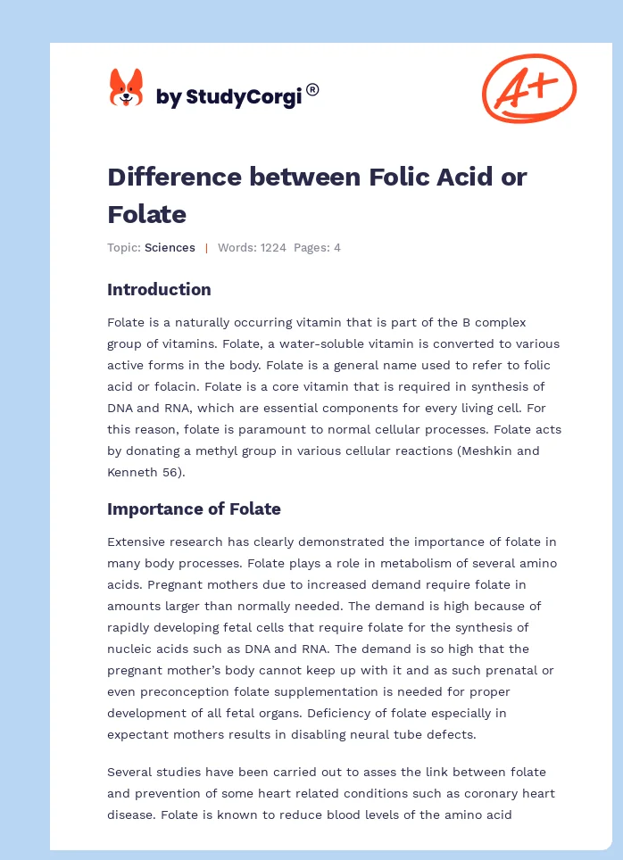Difference between Folic Acid or Folate. Page 1