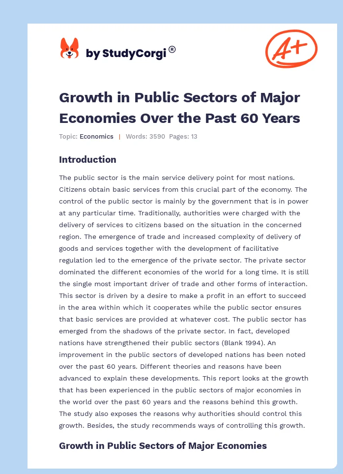 Growth in Public Sectors of Major Economies Over the Past 60 Years. Page 1