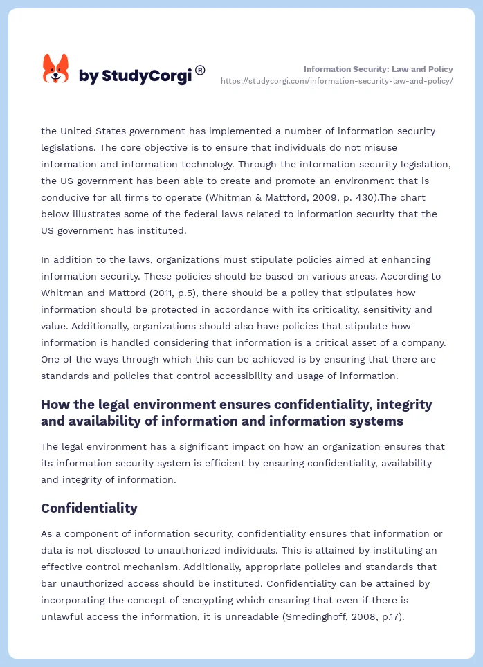 Information Security: Law and Policy. Page 2