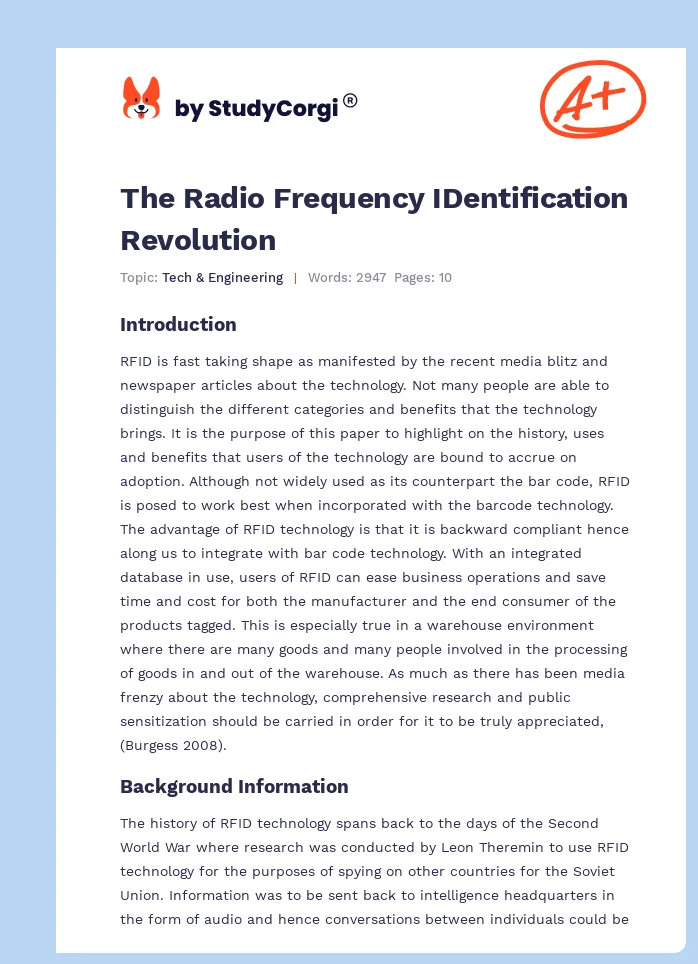 The Radio Frequency IDentification Revolution. Page 1