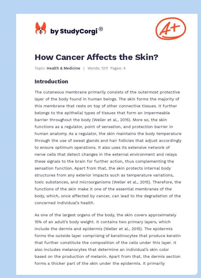 How Cancer Affects the Skin?. Page 1