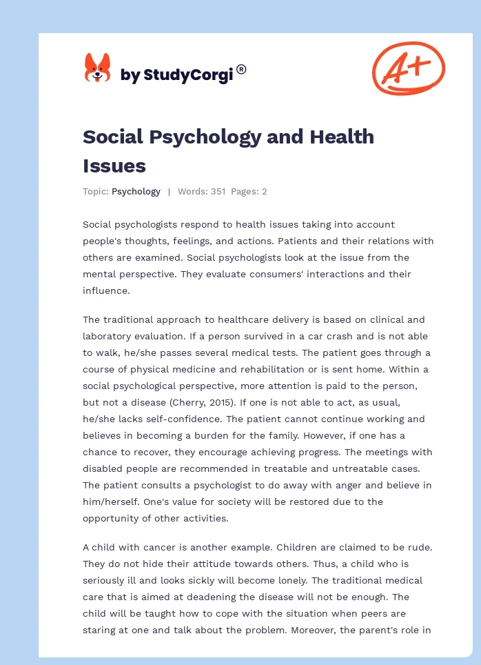Social Psychology and Health Issues. Page 1