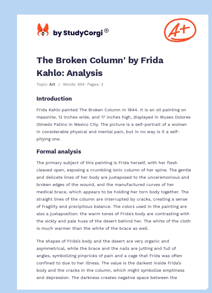 The Broken Column' by Frida Kahlo: Analysis. Page 1