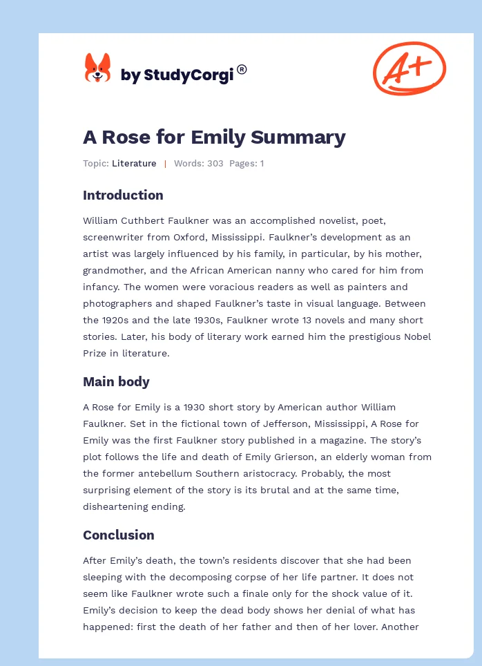 "A Rose for Emily" by William Faulkner. Page 1