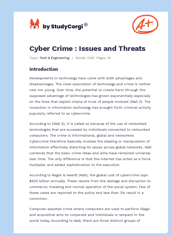 Cyber Crime : Issues and Threats. Page 1