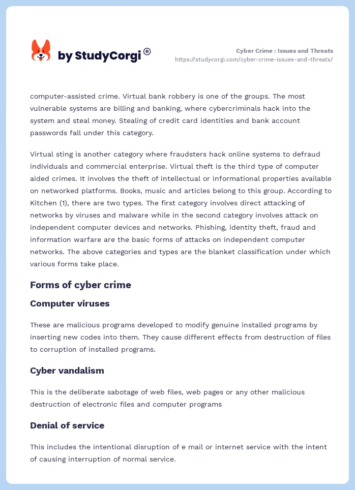 Cyber Crime : Issues and Threats. Page 2