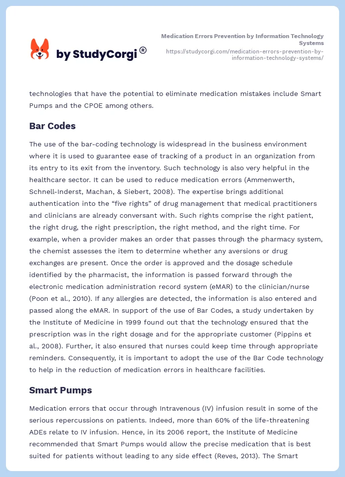 Medication Errors Prevention by Information Technology Systems. Page 2