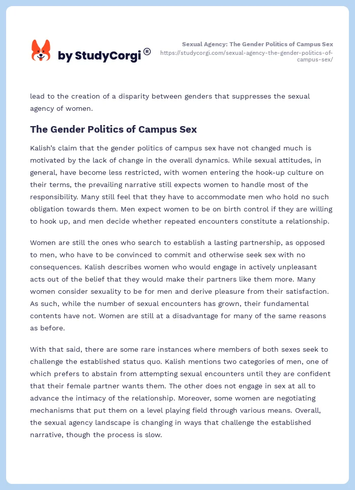 Sexual Agency: The Gender Politics of Campus Sex. Page 2