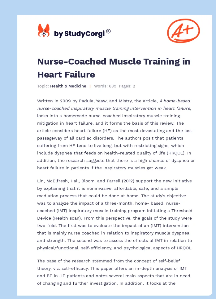 Nurse-Coached Muscle Training in Heart Failure. Page 1