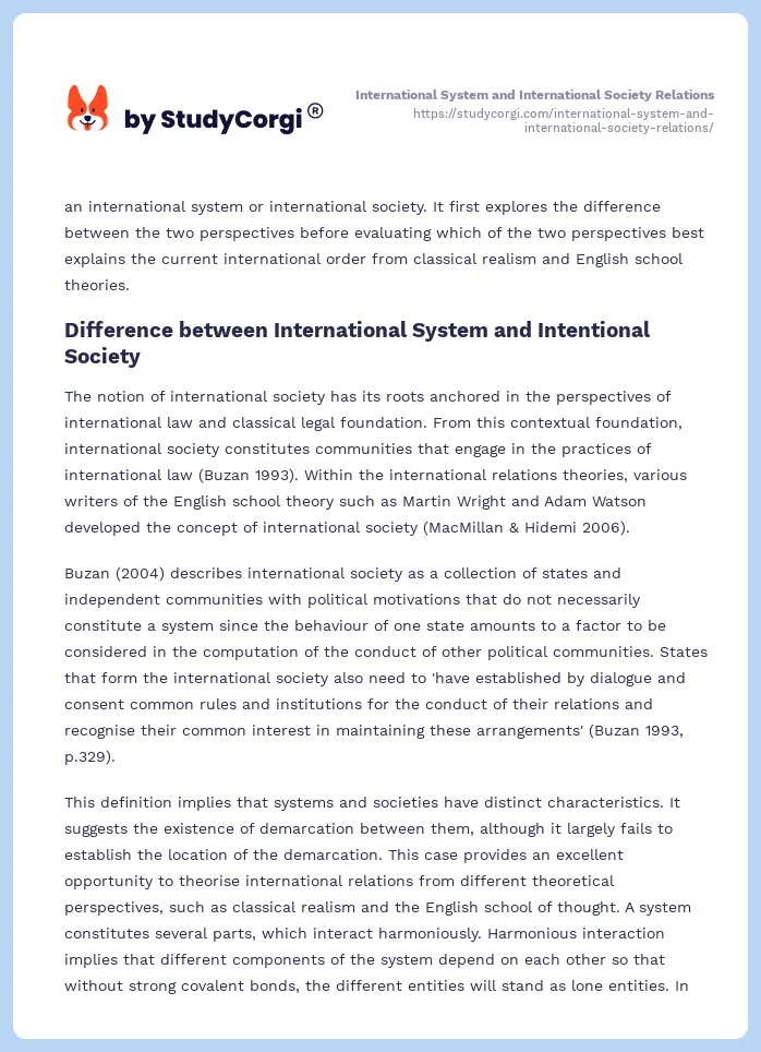 International System and International Society Relations. Page 2