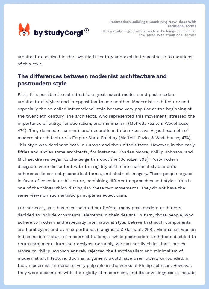 Postmodern Buildings: Combining New Ideas With Traditional Forms. Page 2
