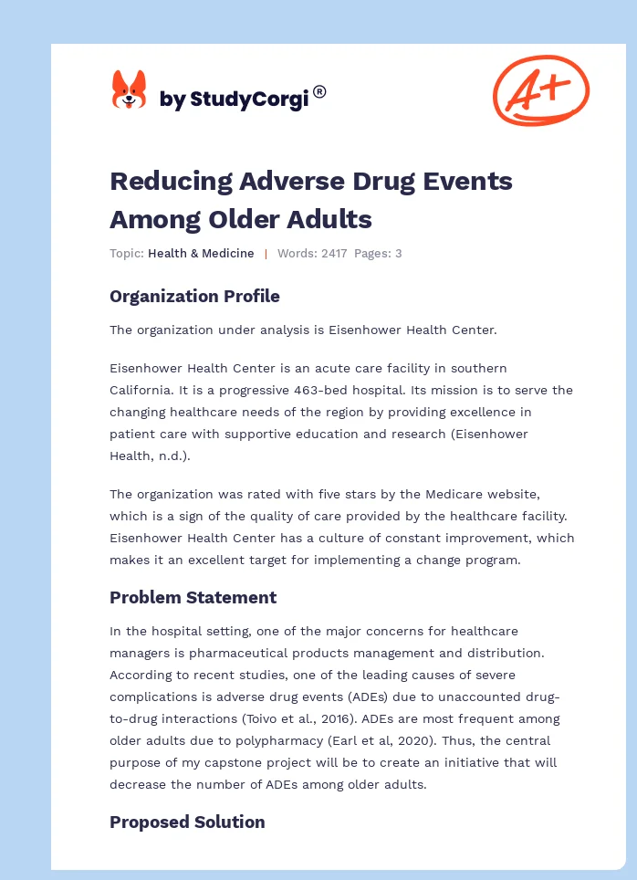 Reducing Adverse Drug Events Among Older Adults. Page 1