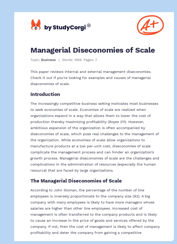 Managerial Diseconomies of Scale. Page 1