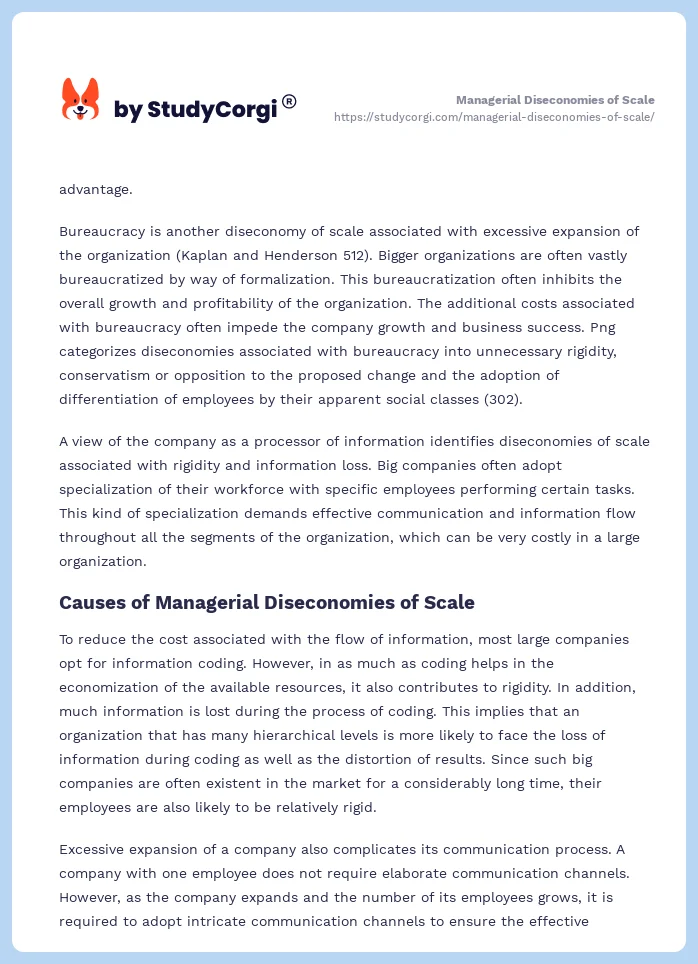 Managerial Diseconomies of Scale. Page 2