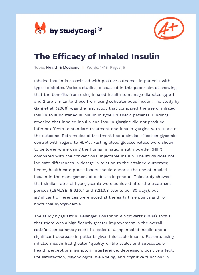 The Efficacy of Inhaled Insulin. Page 1