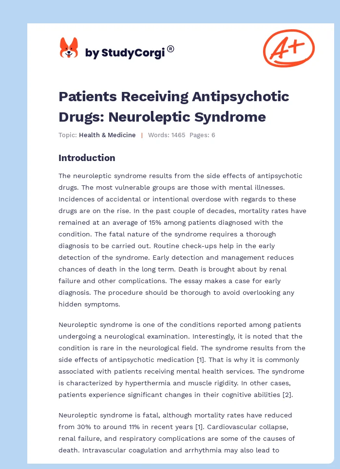 Patients Receiving Antipsychotic Drugs: Neuroleptic Syndrome. Page 1