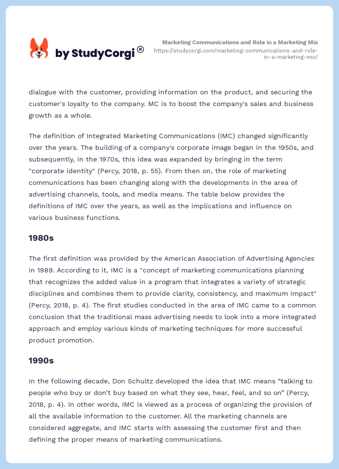 Marketing Communications and Role in a Marketing Mix. Page 2