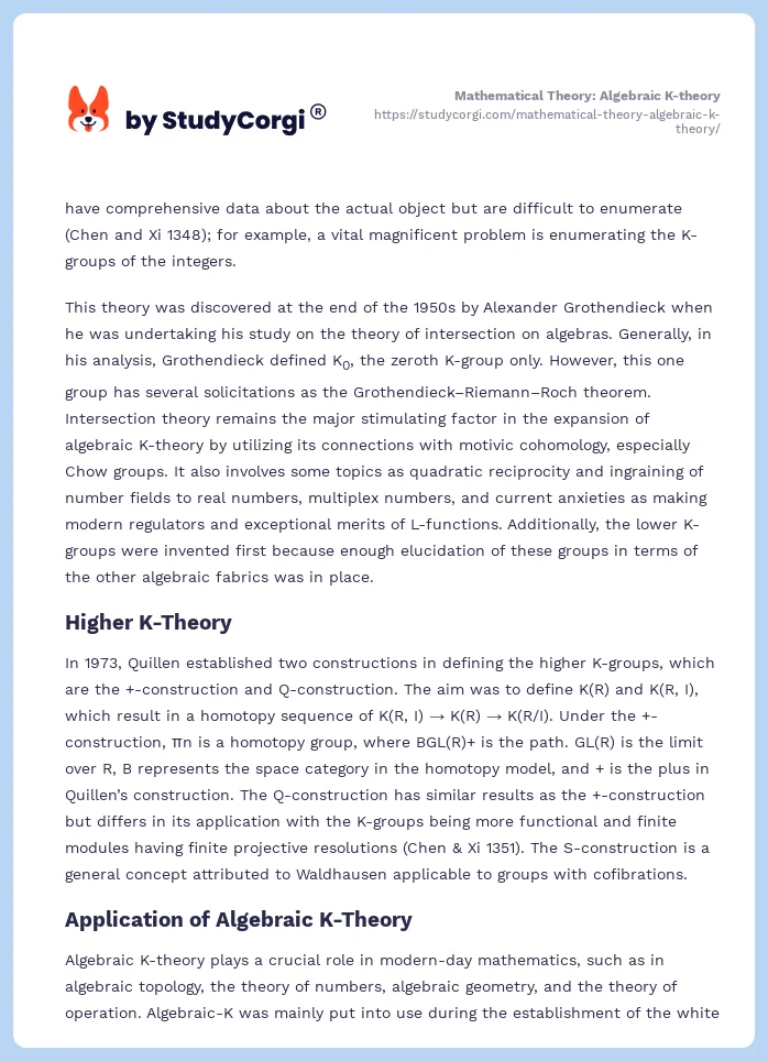 Mathematical Theory: Algebraic K-theory. Page 2