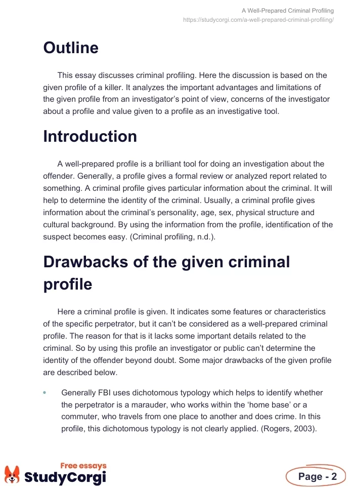 A Well-Prepared Criminal Profiling. Page 2