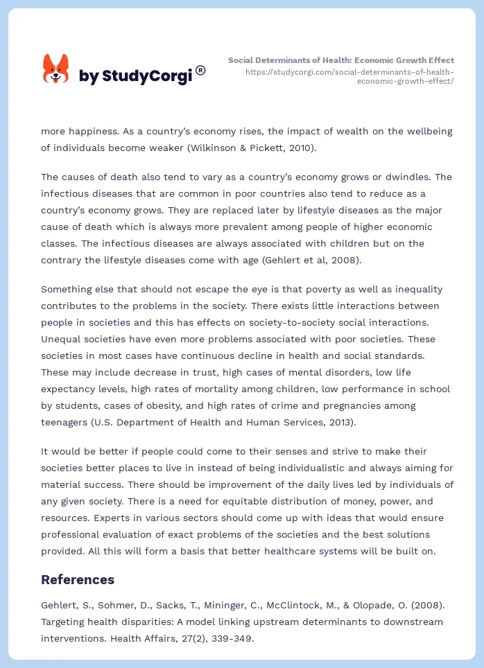 Social Determinants of Health: Economic Growth Effect. Page 2