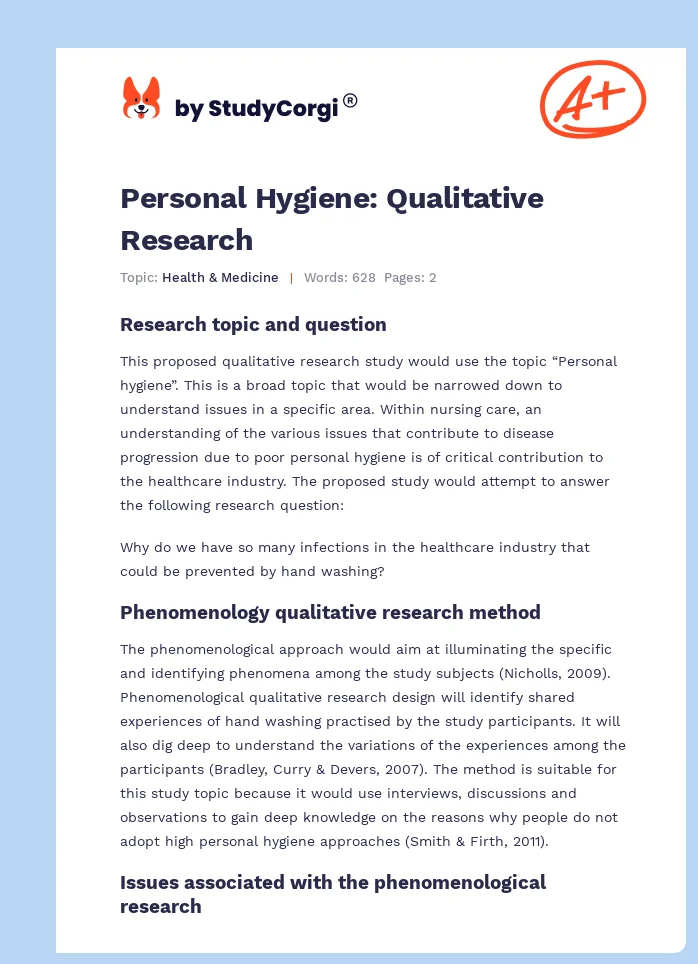 Personal Hygiene: Qualitative Research. Page 1