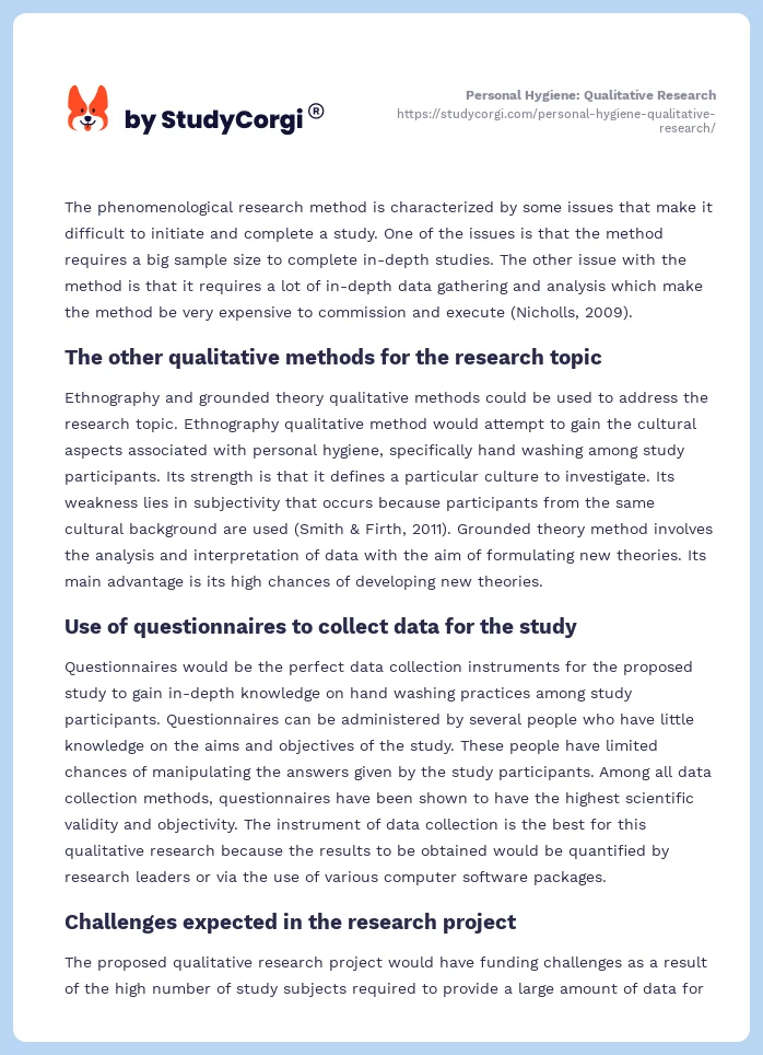 Personal Hygiene: Qualitative Research. Page 2